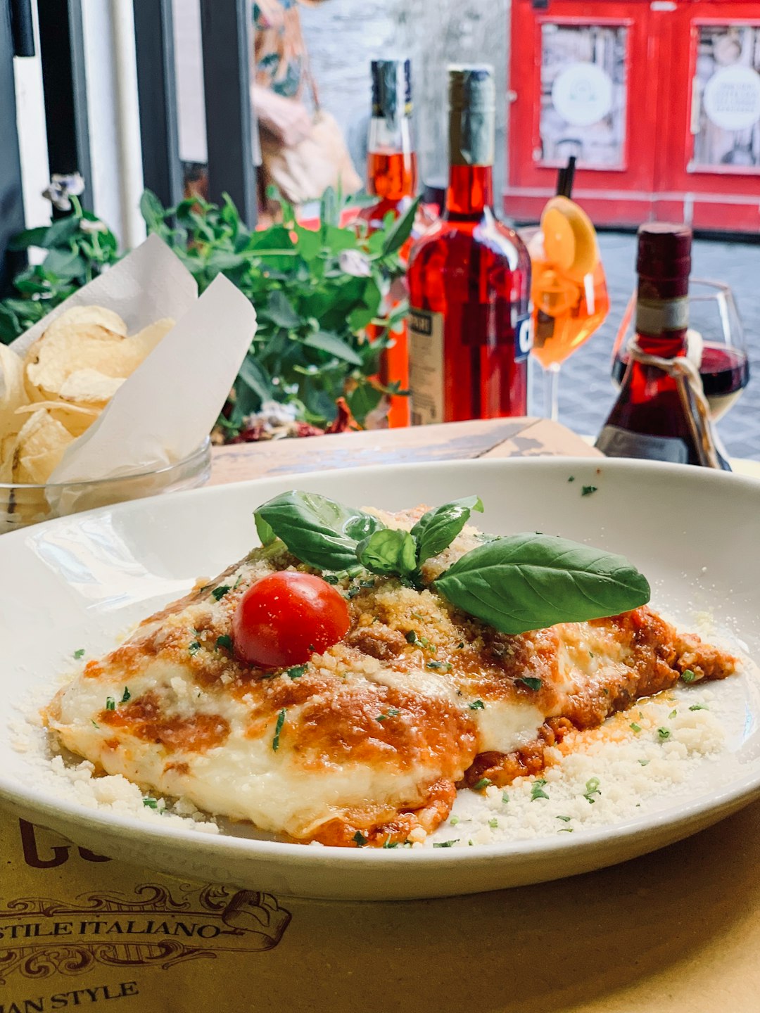 Homemade lasagna in Roma, Italy