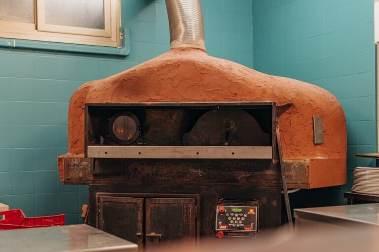 A huge wood-fired pizza oven in an Italian restaurant in Rome