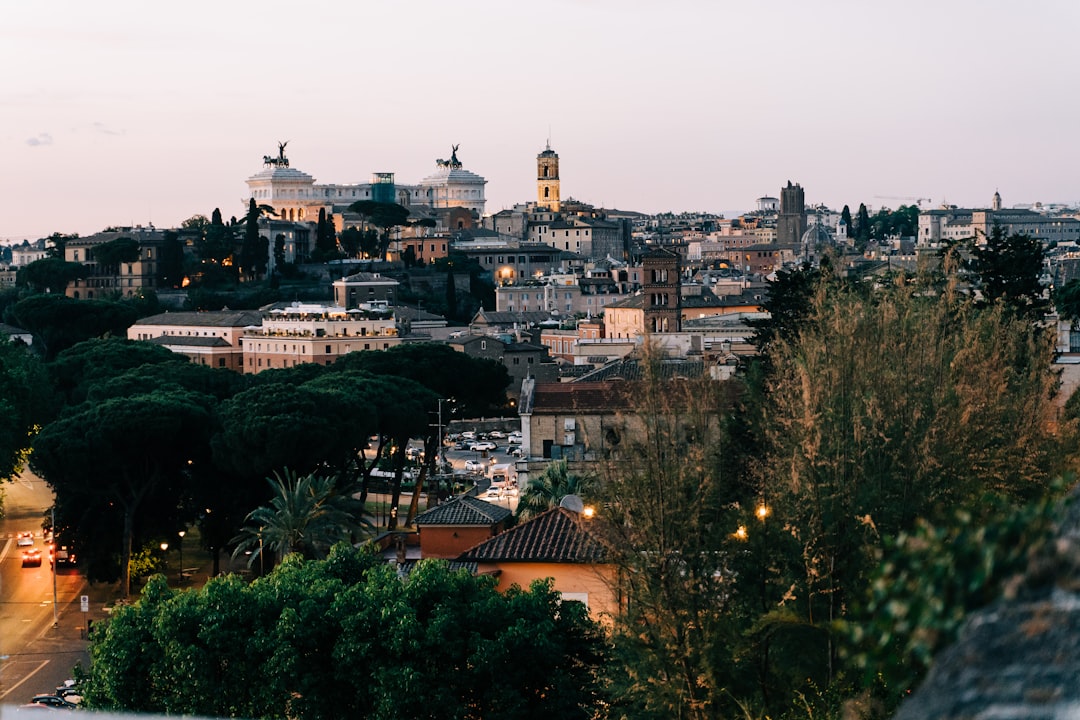 View from the Giardino degli Aranci in Rome, Italy during golden hour