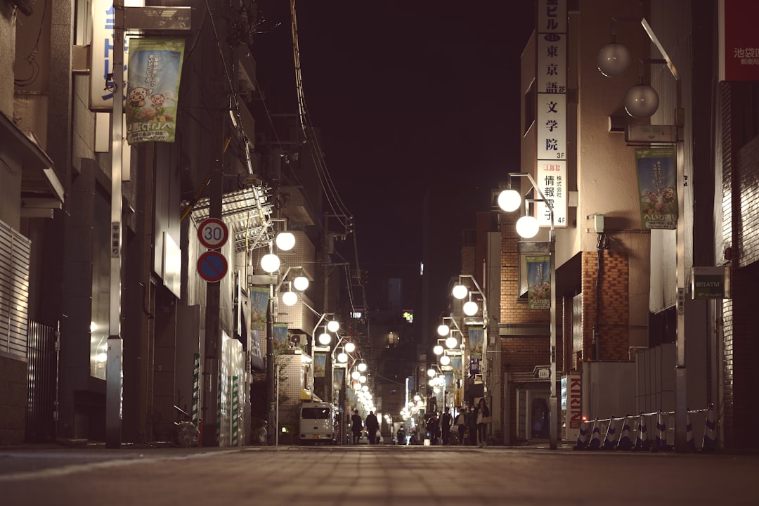 a street with lights on it