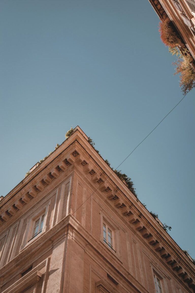 a building with a blue sky