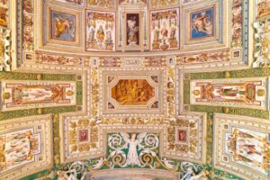 a wall with paintings on it