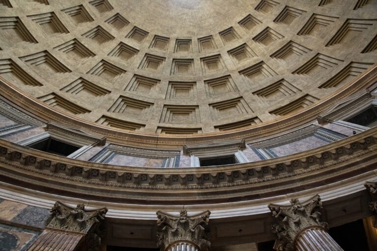 A view from inside the Pantheon of Rome, Italy.