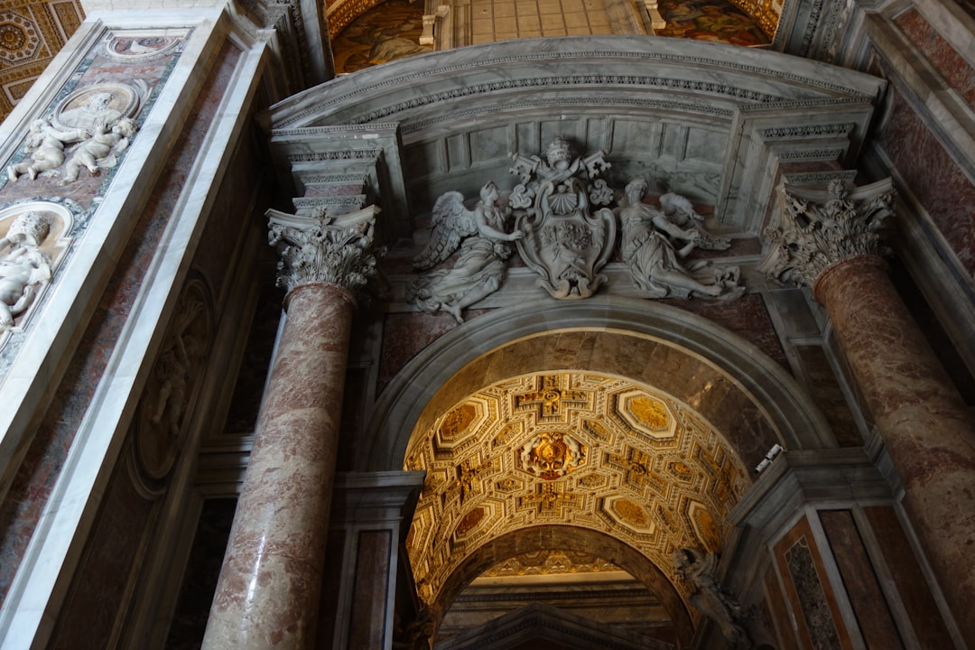 Ornate architectural details with marble columns and carvings.